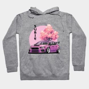 Subaru Impreza WRX STI Car Art - Widebody Modified Pink JDM Car Hoodie